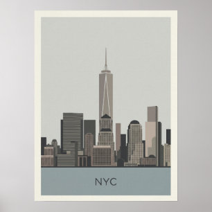 Póster Centro de Comercio Mundial Uno de la Ciudad de Nue