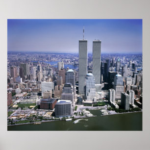 Póster Centro de Comercio Mundial y horizonte de la Nueva