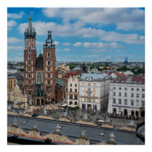 Póster Centro de Cracovia desde arriba en Polonia