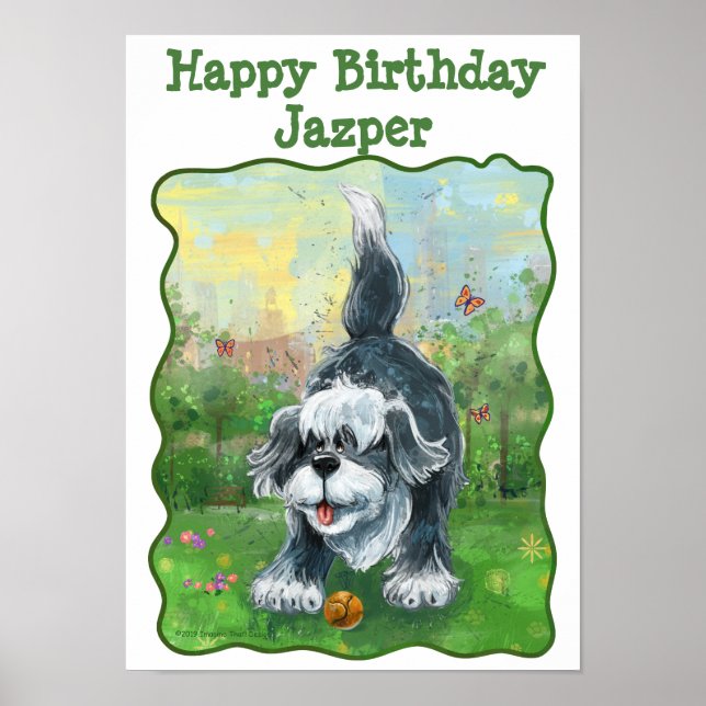 Póster Centro de Fiesta de Perros de Oveja Shaggy (Frente)