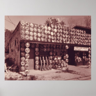 Póster Centro de Gorros de Houston, Texas Vintage