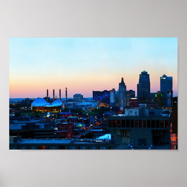 Póster Centro de Kansas City al atardecer (Frente)