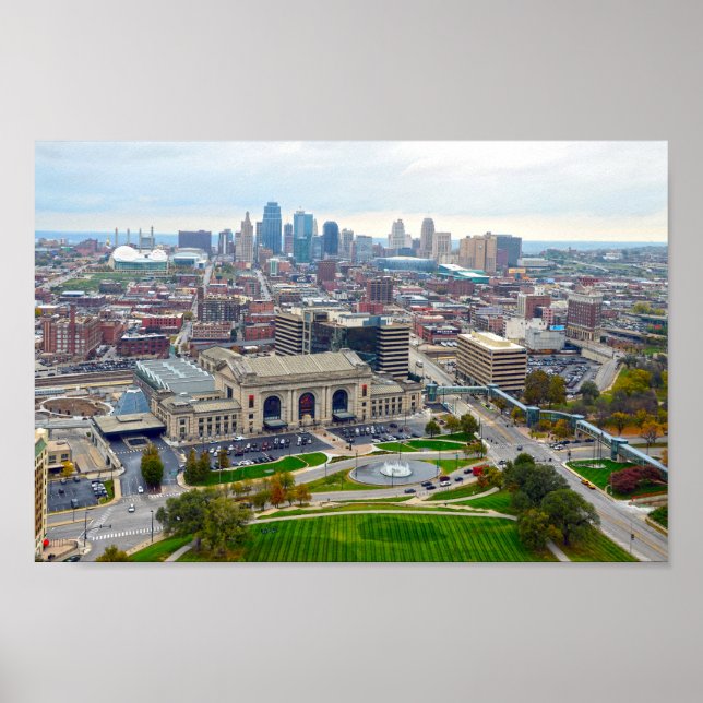 Póster Centro de Kansas City, Missouri, Skyline (Frente)