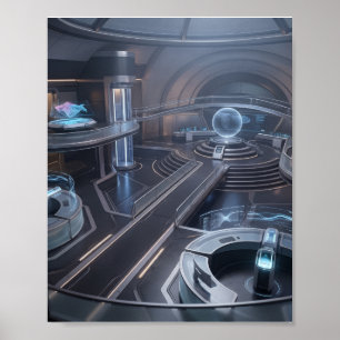 Póster Centro de mando de ciberjuegos futurista