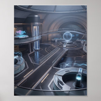 Póster Centro de mando de ciberjuegos futurista