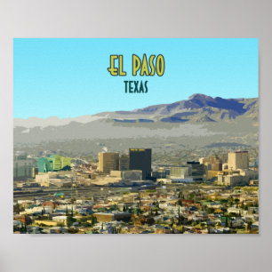 Póster Centro de Montaña Texas Vintage de El Paso