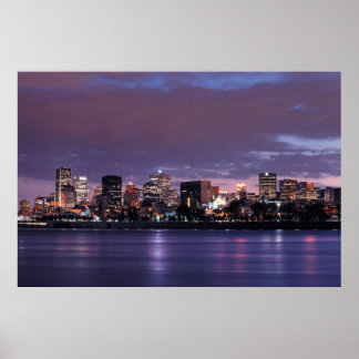 Póster Centro de Montreal por la noche