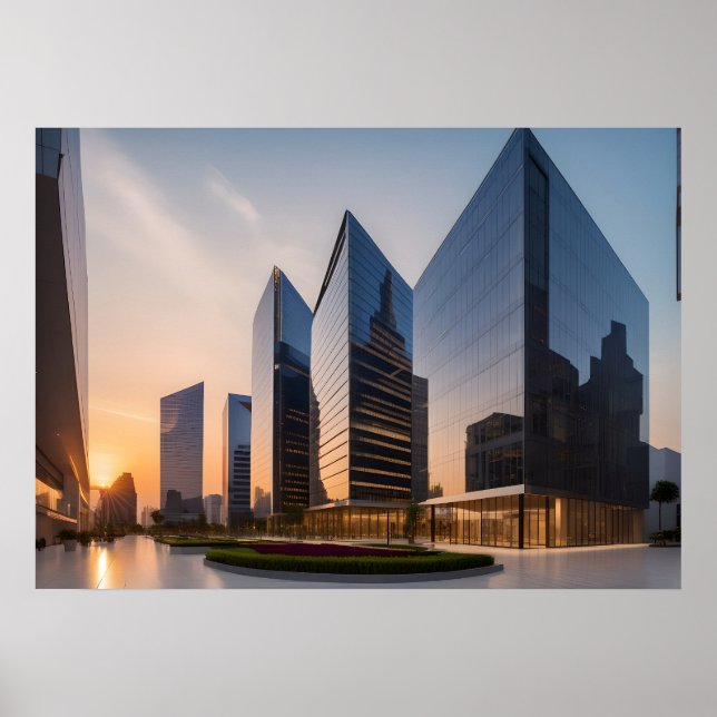 Póster Centro de negocios moderno (Frente)