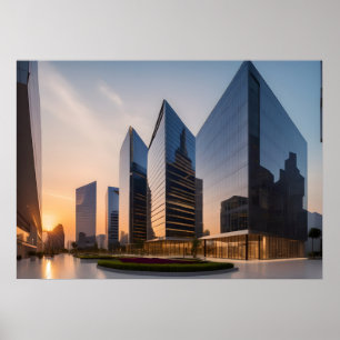 Póster Centro de negocios moderno de la ciudad