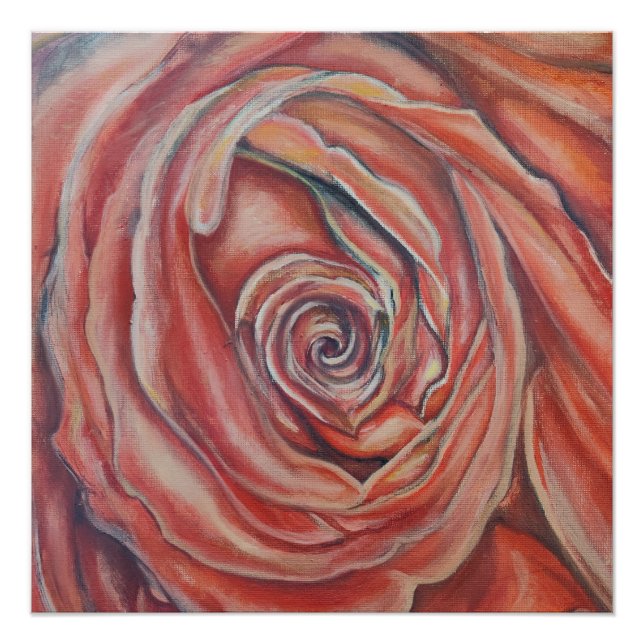 Póster Centro de rosa rojo (Anverso)