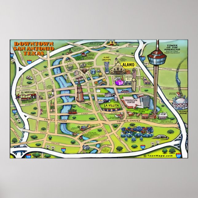 Póster Centro de San Antonio Poster (Frente)