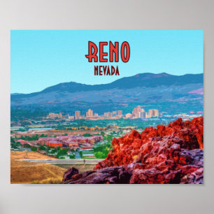 Póster Centro de Vintage de Reno Nevada