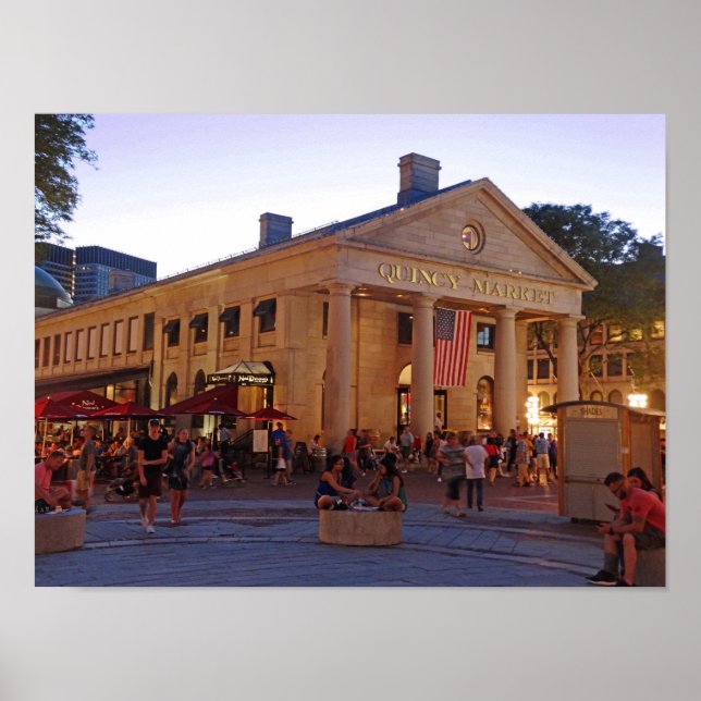 Póster Centro del Histórico Mercado Quincy de Boston (Frente)