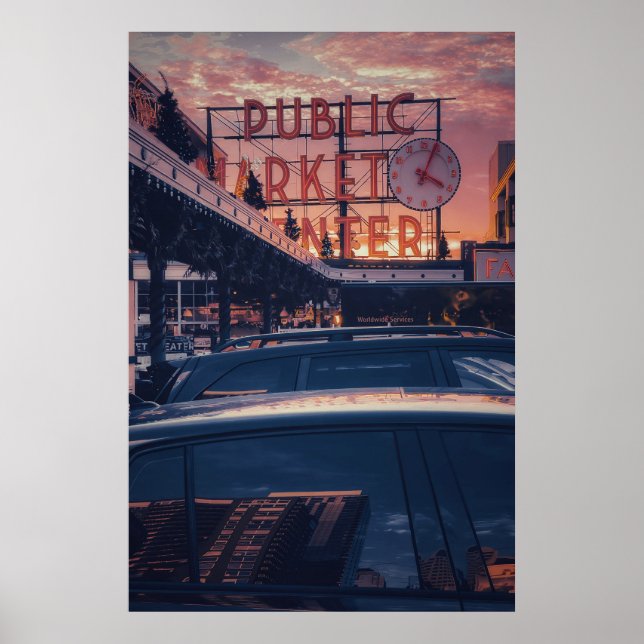 Póster Centro emblemático de Pike Market en Seattle (Frente)