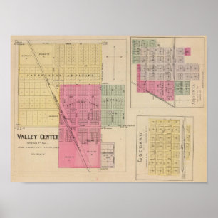 Póster Centro, Goddard, y Argonia del valle, Kansas