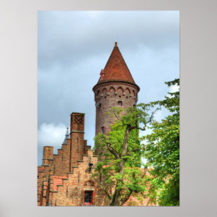 Póster centro histórico de Brujas, Bélgica