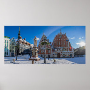 Póster Centro histórico de Riga, Letonia