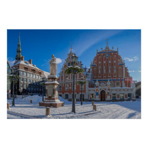 Póster Centro histórico de Riga, Letonia
