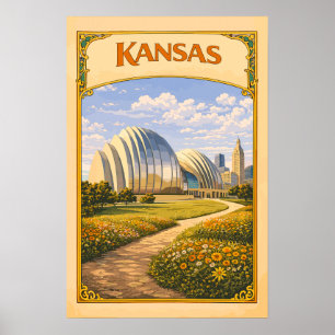 Póster Centro Kauffman Vintage de Kansas