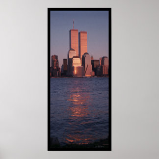 Póster Centro Mundial de Comercio al atardecer