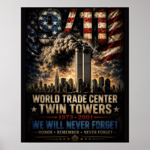Póster Centro Mundial de Comercio Nunca Olvidar Patriótic