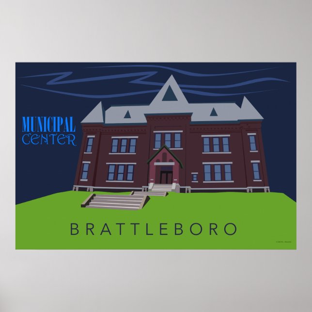Póster Centro Municipal de Brattleboro | Cartel de viaje  (Frente)