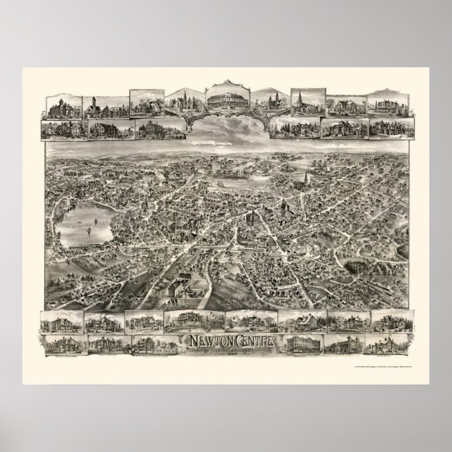 Póster Centro Newton, mapa panorámico de MAMÁES - 1897 (Frente)