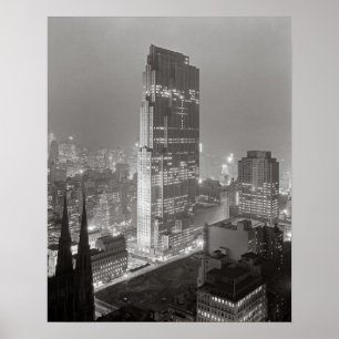 Póster Centro Rockefeller, 1933. Foto Vintage