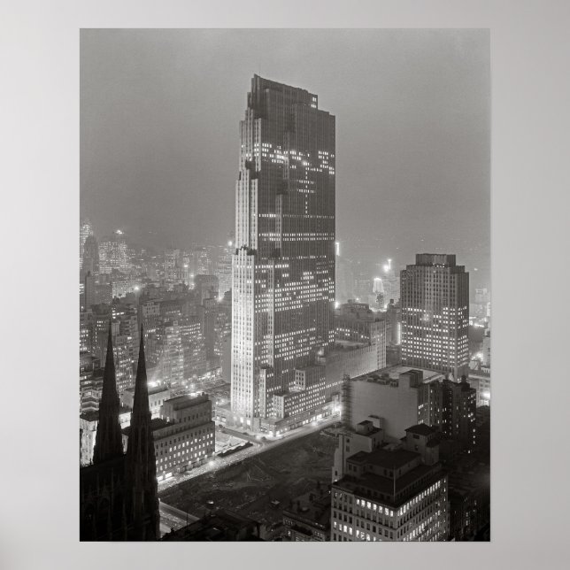 Póster Centro Rockefeller, 1933. Foto Vintage (Frente)