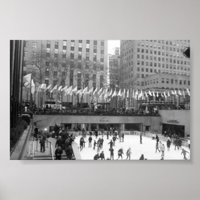 Póster Centro Rockefeller de la NYC para patinaje sobre h (Frente)