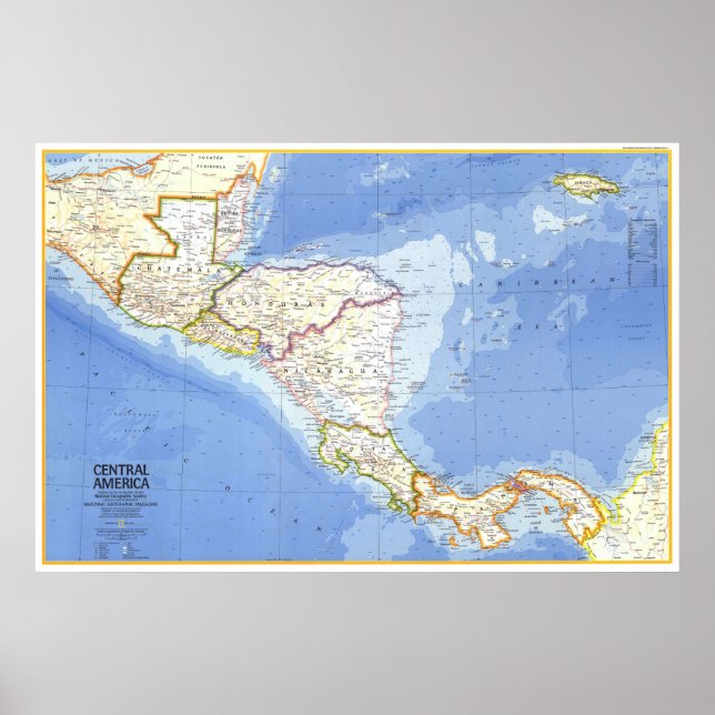 Póster " Centroamérica: MAP detallado de 1973 ... (Frente)