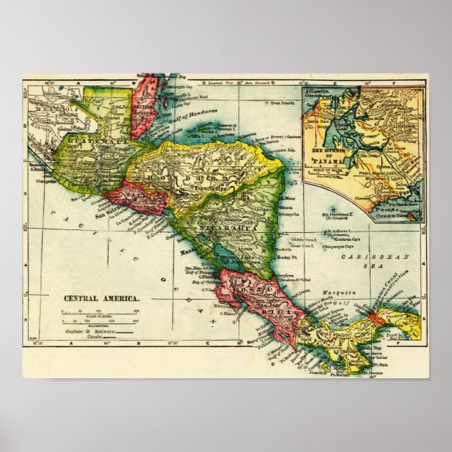 Póster CentroaméricaMapa panorámicoCentroamérica (Frente)