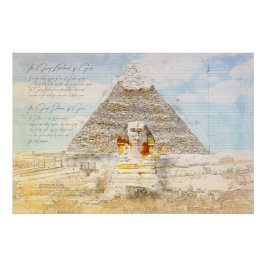 Póster Ceops Pyramid + Sphinx