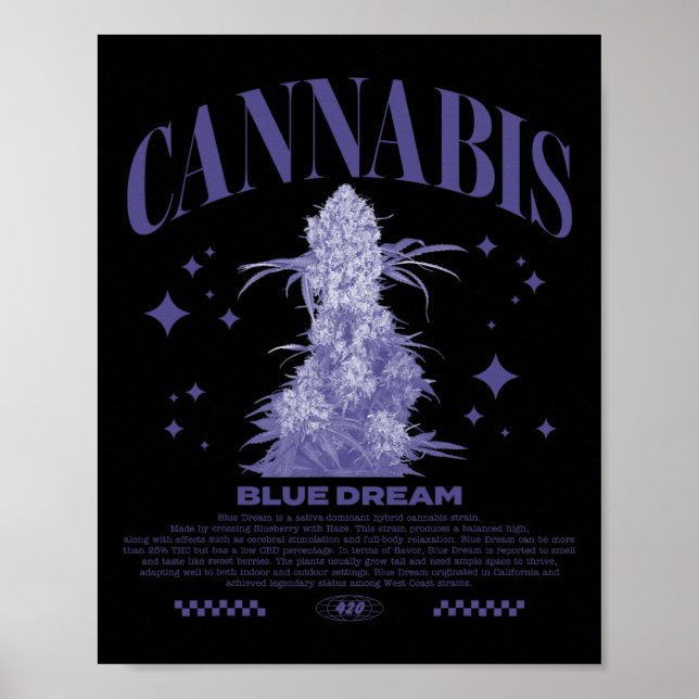 Póster Cepa híbrida Sativa de Navidad Blue Dream  (Frente)