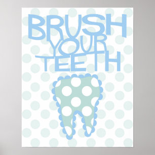 Póster Cepillarse con los dientes Poster dentista de baño