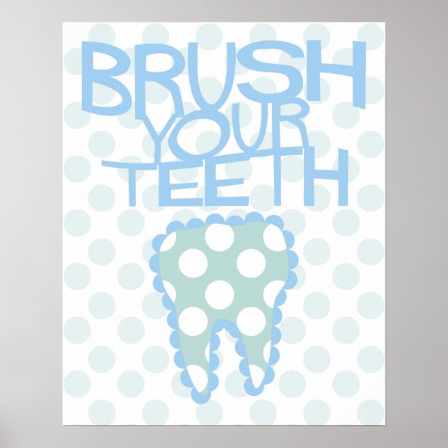 Póster Cepillarse con los dientes Poster dentista de baño (Frente)