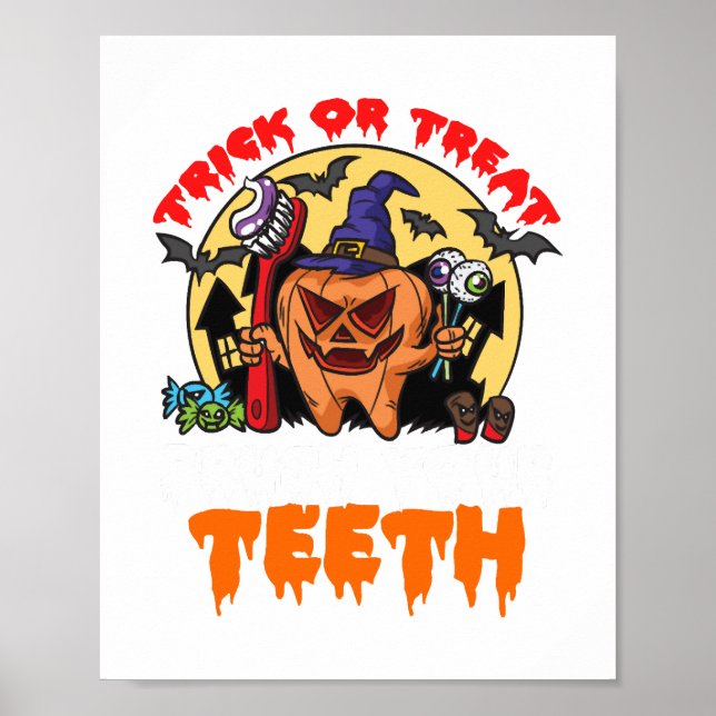 Póster Cepillarse los dientes Diente Divertido Pun higién (Frente)