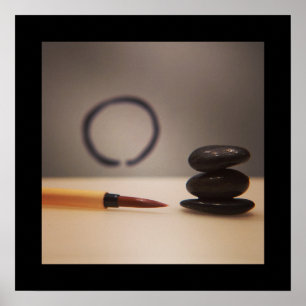 Póster Cepillo Zen Enso y Calligraphy