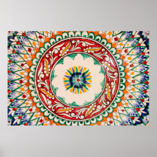 Póster Cerámica con patata uzbeka tradicional pintada a m
