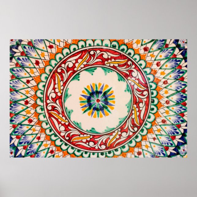 Póster Cerámica con patata uzbeka tradicional pintada a m (Frente)