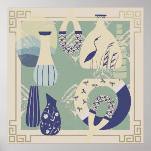 Póster Cerámica contemporánea, pelícano, insectos