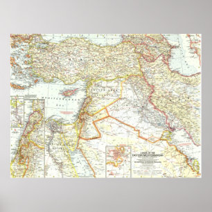 Póster "Cercano Oriente: 1959 - Mapa de los países medite