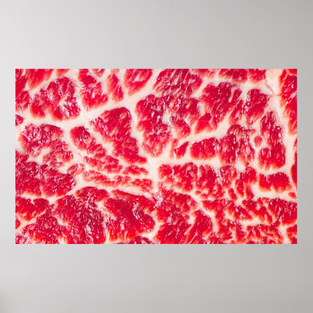 Póster Cerco de la textura de carne de ternera cruda fres (Frente)