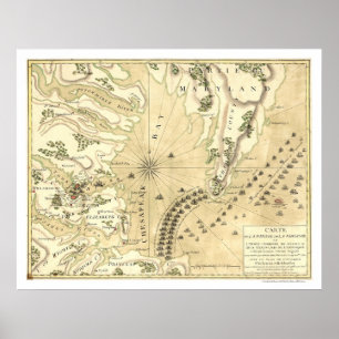 Póster Cerco del mapa 1781 de Yorktown