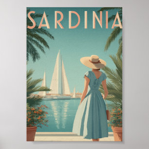 Póster Cerdeña vintage años 50