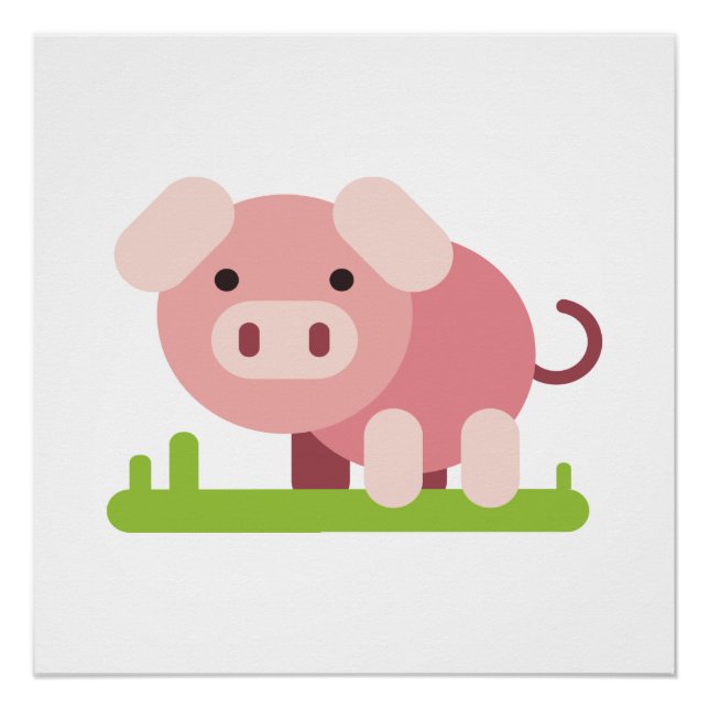 Póster Cerdito Rosa Alegre (Anverso)