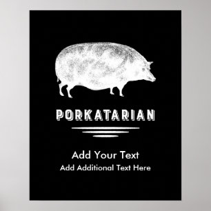 Póster Cerdo antiguo Bacon Lover Funny Porkatario