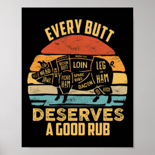 Póster Cerdo Bbbq Cada Butt Merece Un Buen Bicicleta De C
