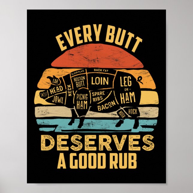 Póster Cerdo Bbbq Cada Butt Merece Un Buen Bicicleta De C (Frente)