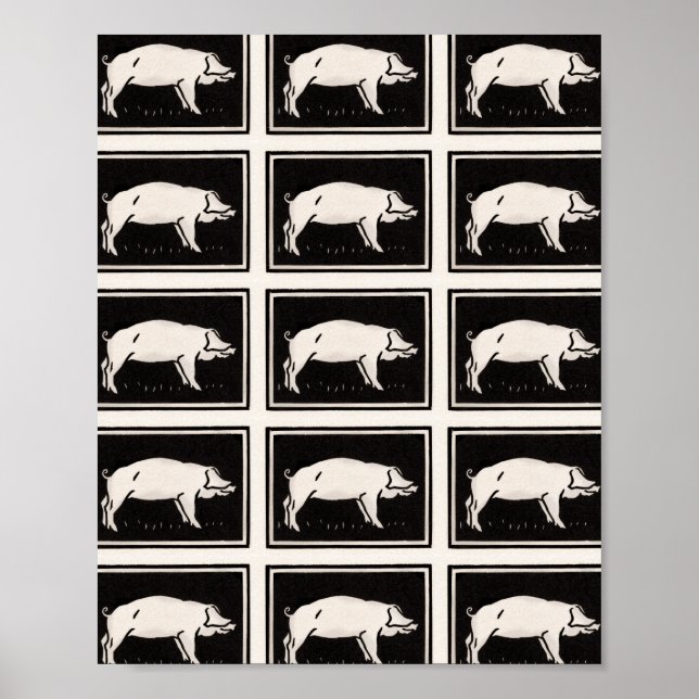 Póster Cerdo blanco y negro por Julie de Graag (Frente)